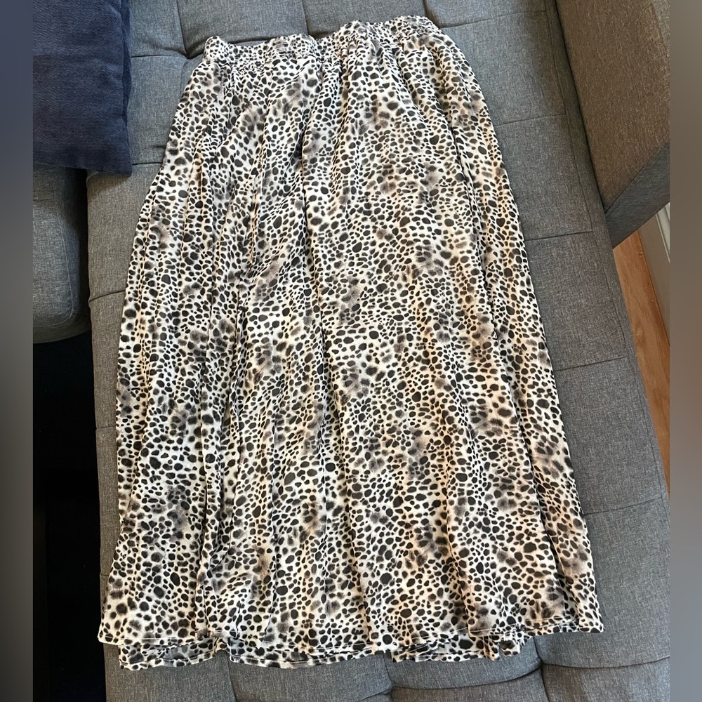 High rise Midi Pleated A-line Skirt, Elastic Waistband